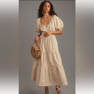 Anthropologie The Somerset Puff Sleeve Midi Dress Cream Women’s 1X